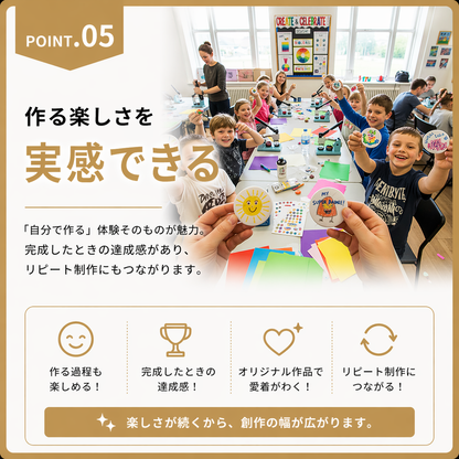 缶バッジマシン Proシリーズ 缶バッジ作りの楽しさが伝わる使用イメージ（Part5）